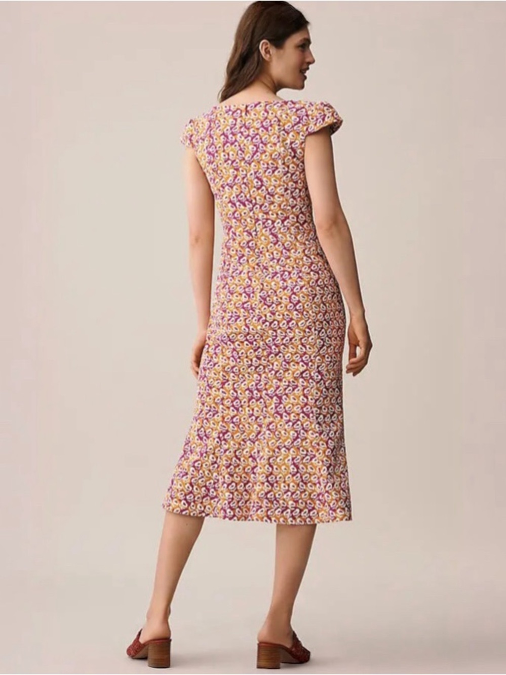 Floral Sweetheart Midi Dress in Lavender and Yellow - Picture 4 of 5